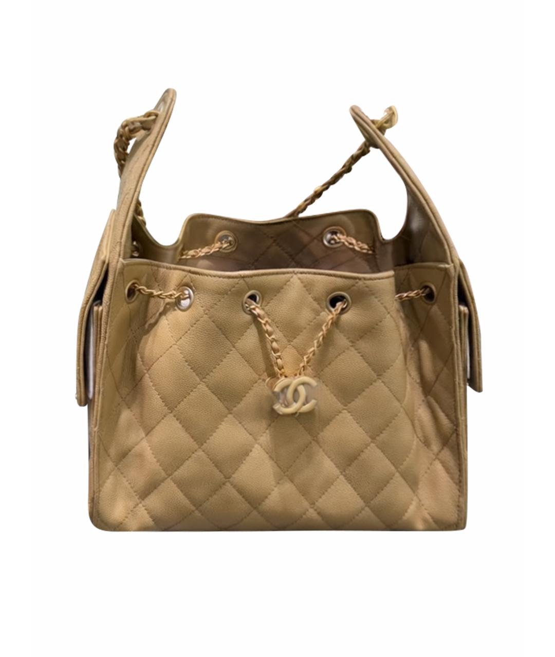 CHANEL Бежевая кожаная сумка через плечо, фото 1