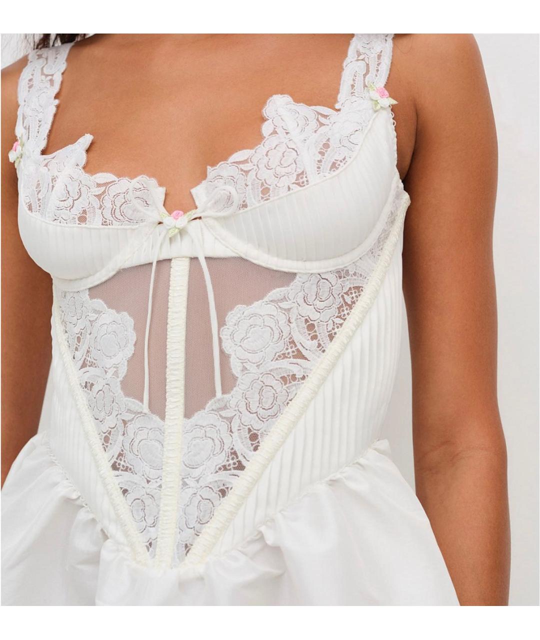 FOR LOVE AND LEMONS Белое полиэстеровое платье, фото 4