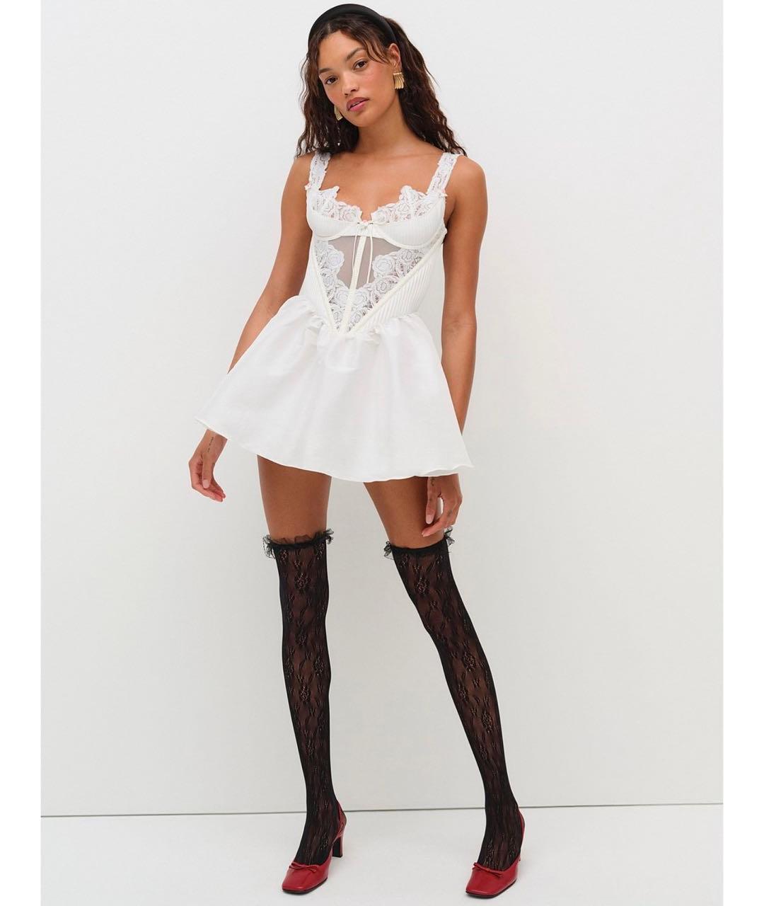 FOR LOVE AND LEMONS Белое полиэстеровое платье, фото 5