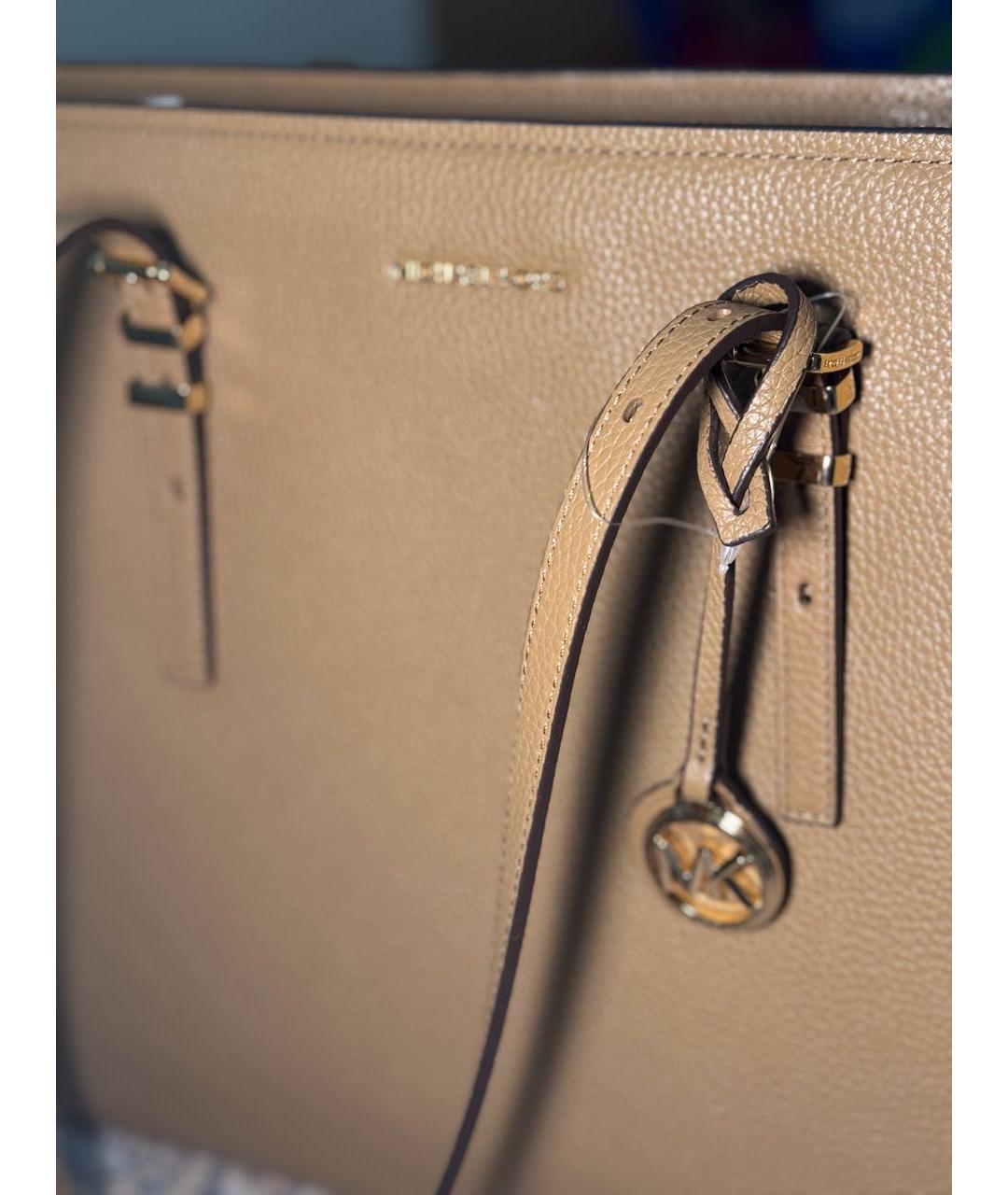 MICHAEL KORS Бежевая кожаная сумка тоут, фото 2