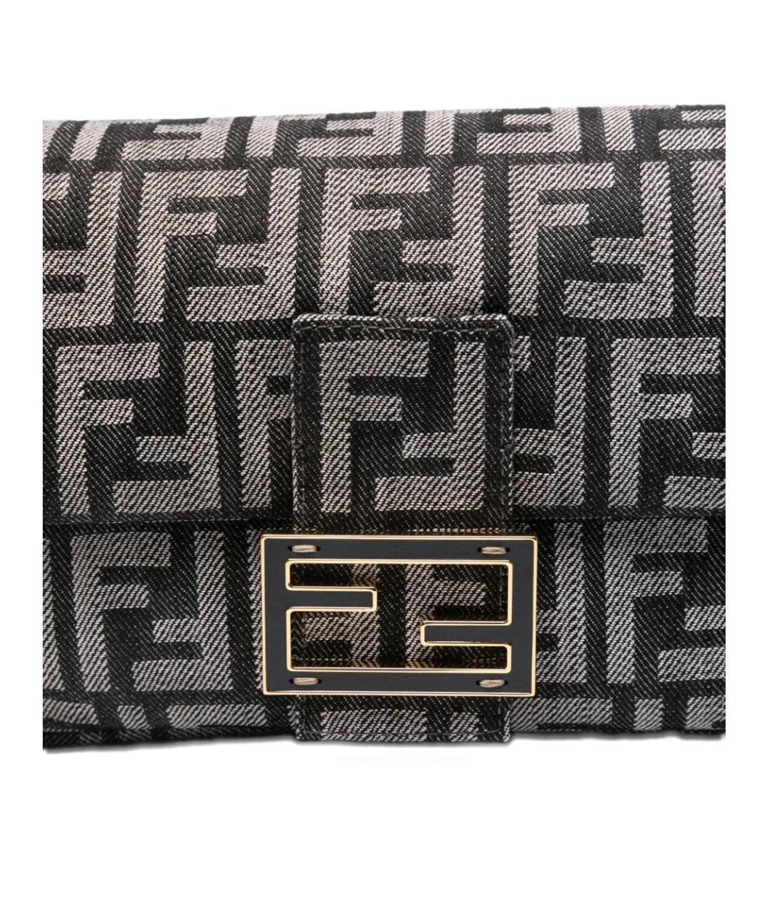 FENDI Черная жаккардовая сумка через плечо, фото 3