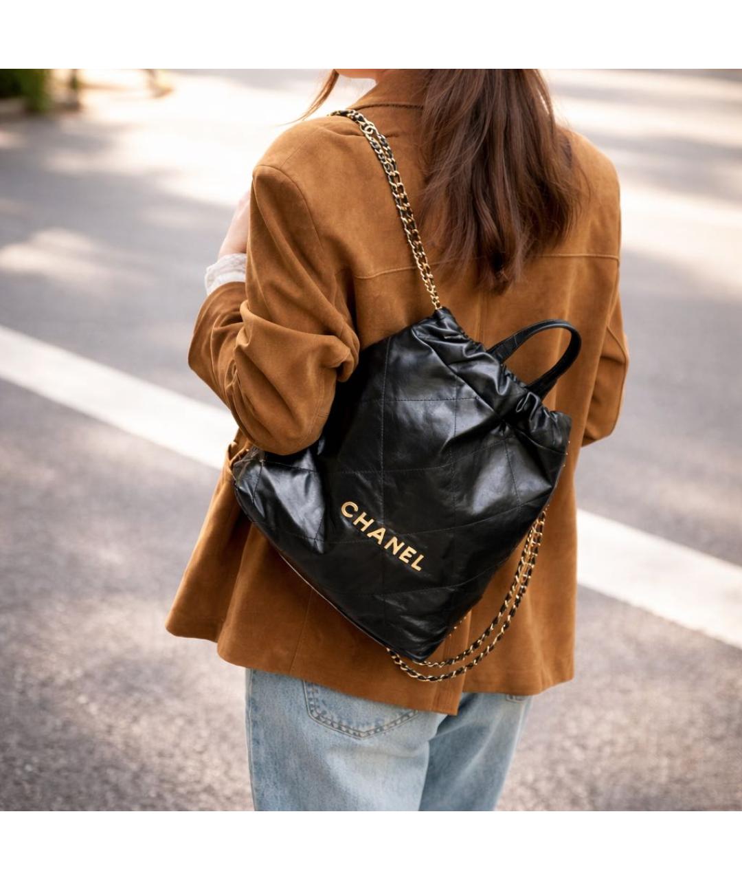 CHANEL Черный кожаный рюкзак, фото 6