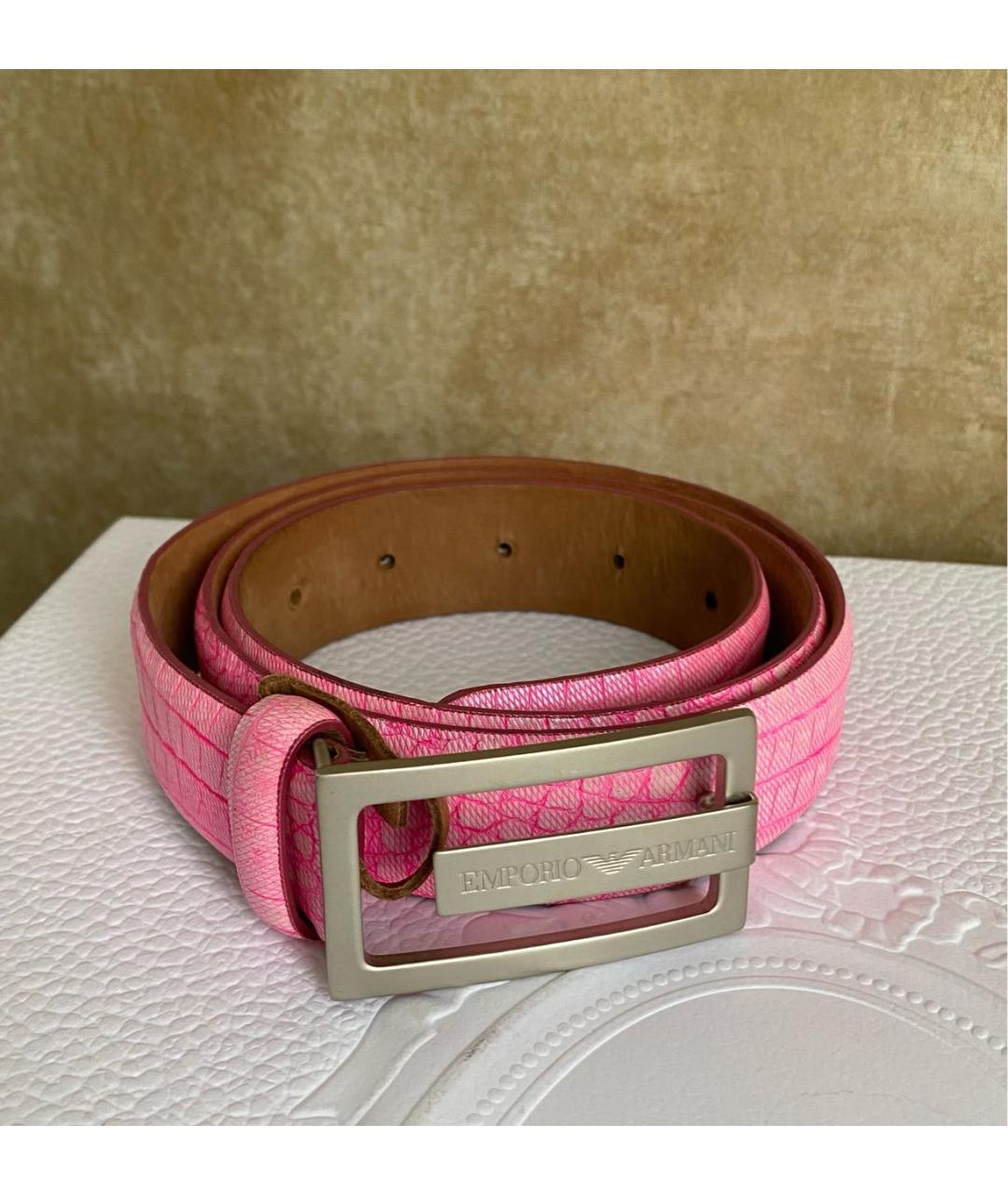 EMPORIO ARMANI Розовый кожаный ремень, фото 7