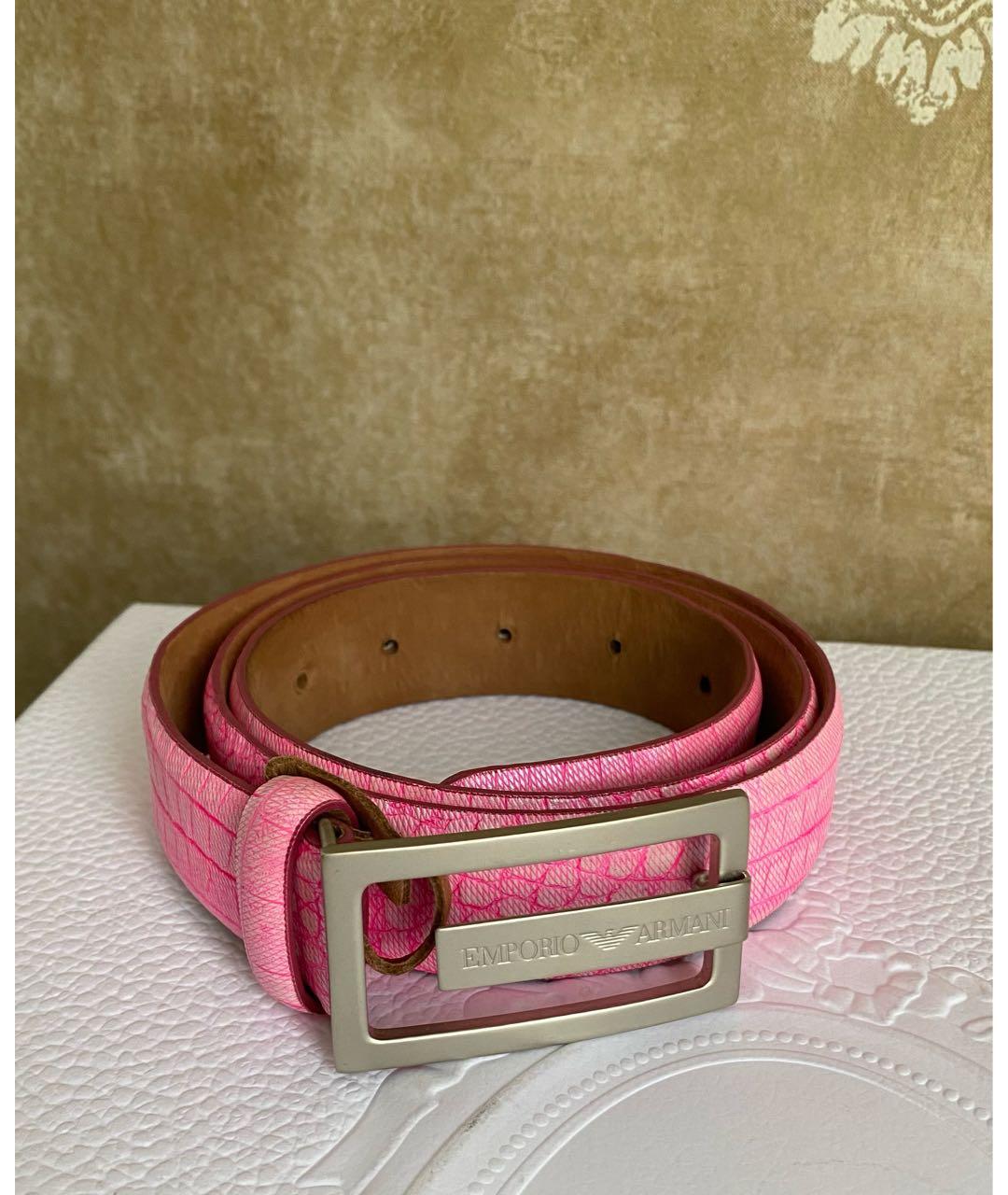 EMPORIO ARMANI Розовый кожаный ремень, фото 8