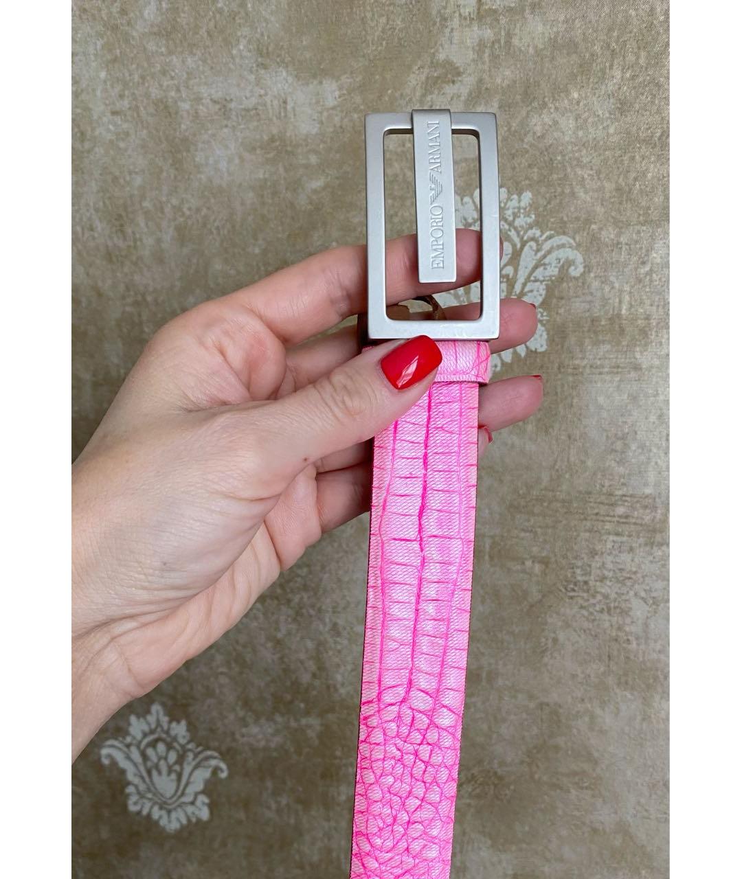 EMPORIO ARMANI Розовый кожаный ремень, фото 4