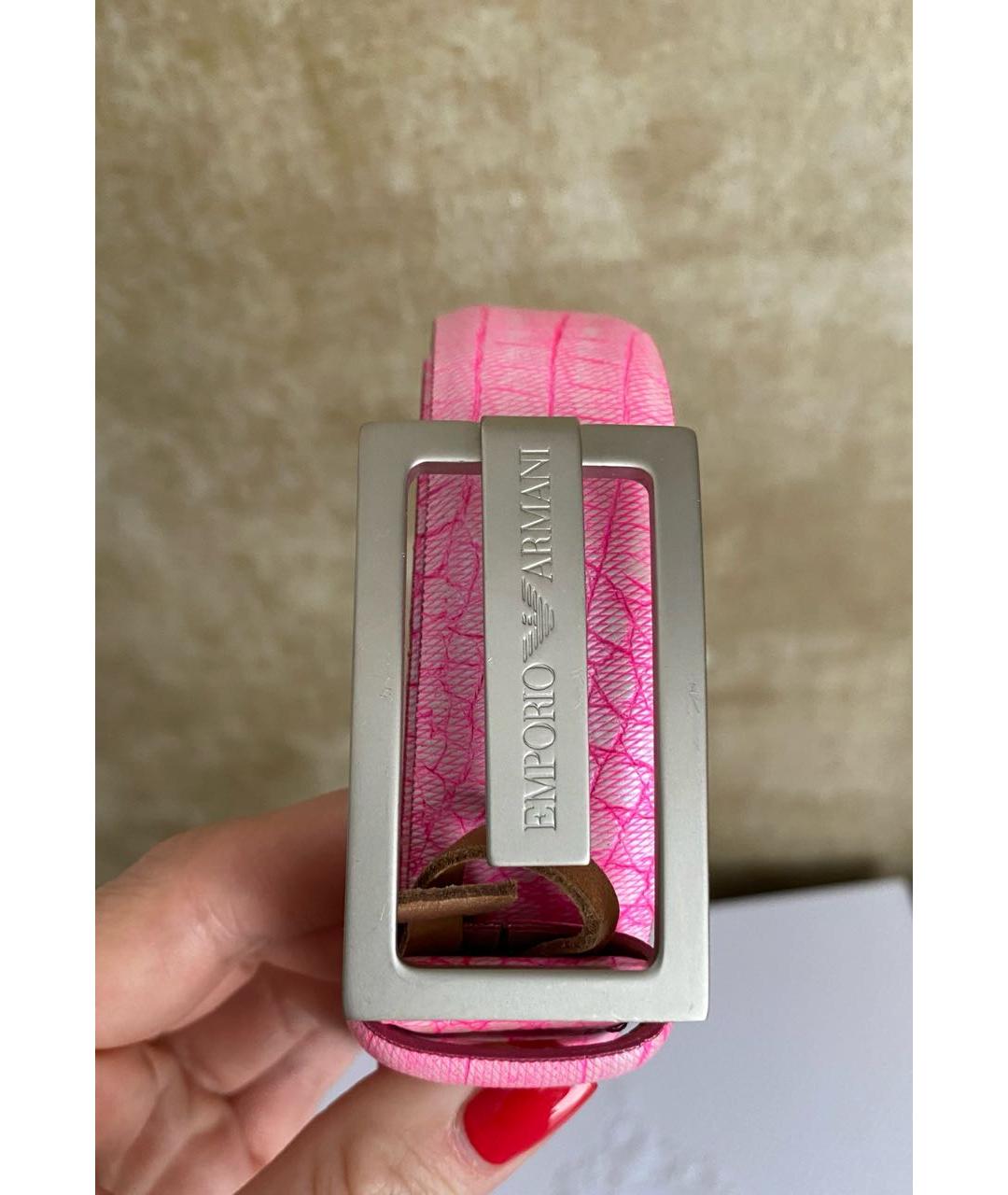 EMPORIO ARMANI Розовый кожаный ремень, фото 2