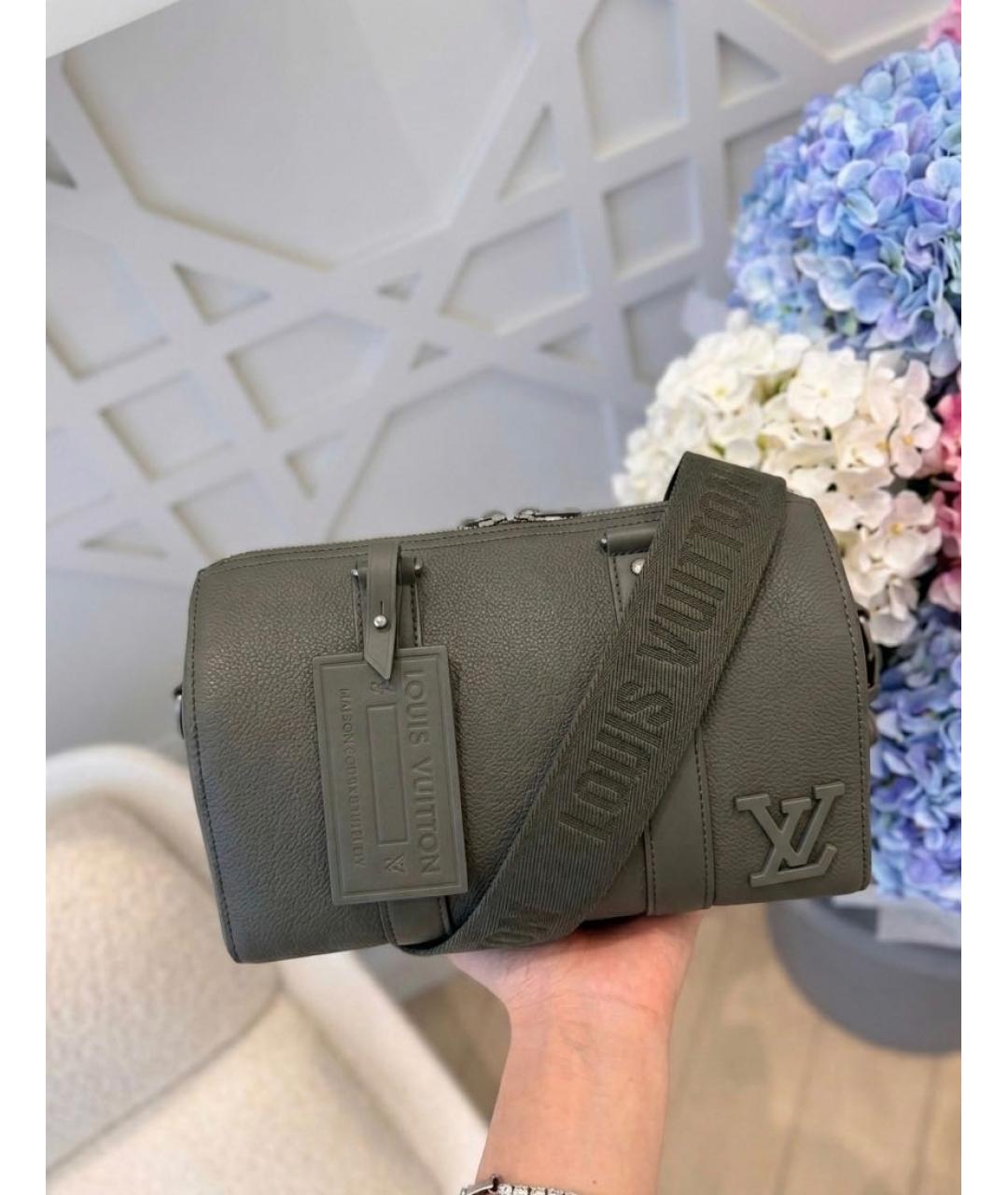 LOUIS VUITTON Хаки кожаная сумка на плечо, фото 2