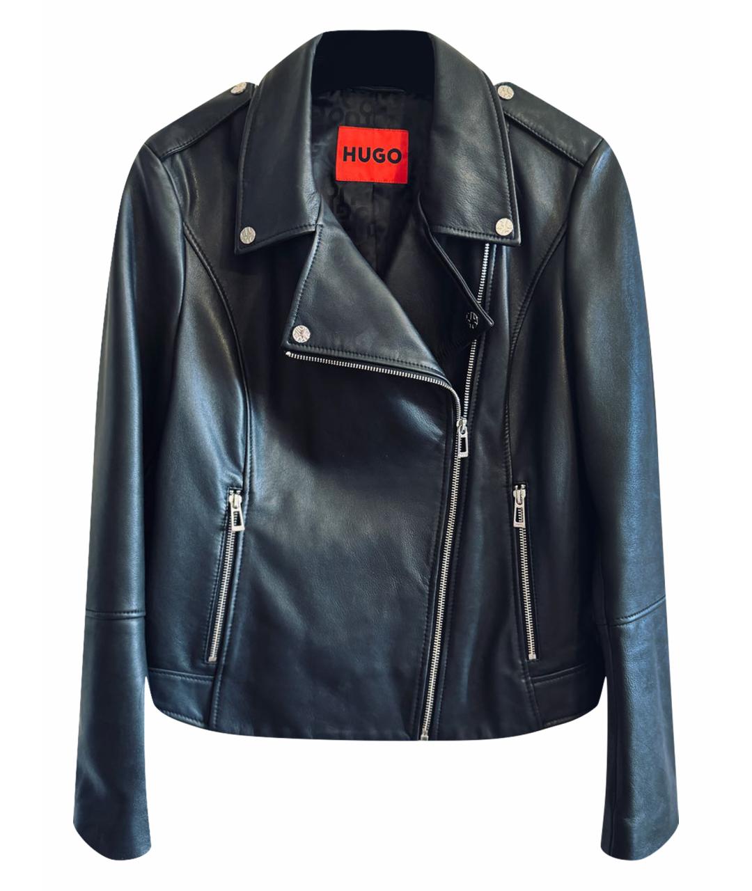 HUGO Черная кожаная куртка, фото 1