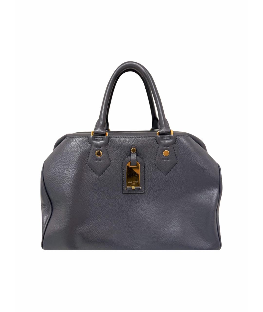 LOUIS VUITTON Антрацитовая кожаная сумка с короткими ручками, фото 1