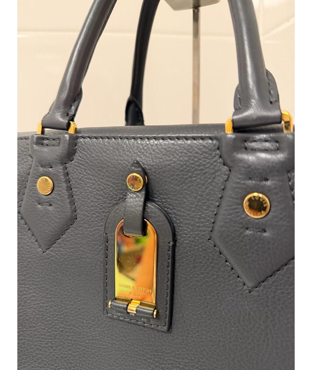 LOUIS VUITTON Антрацитовая кожаная сумка с короткими ручками, фото 3