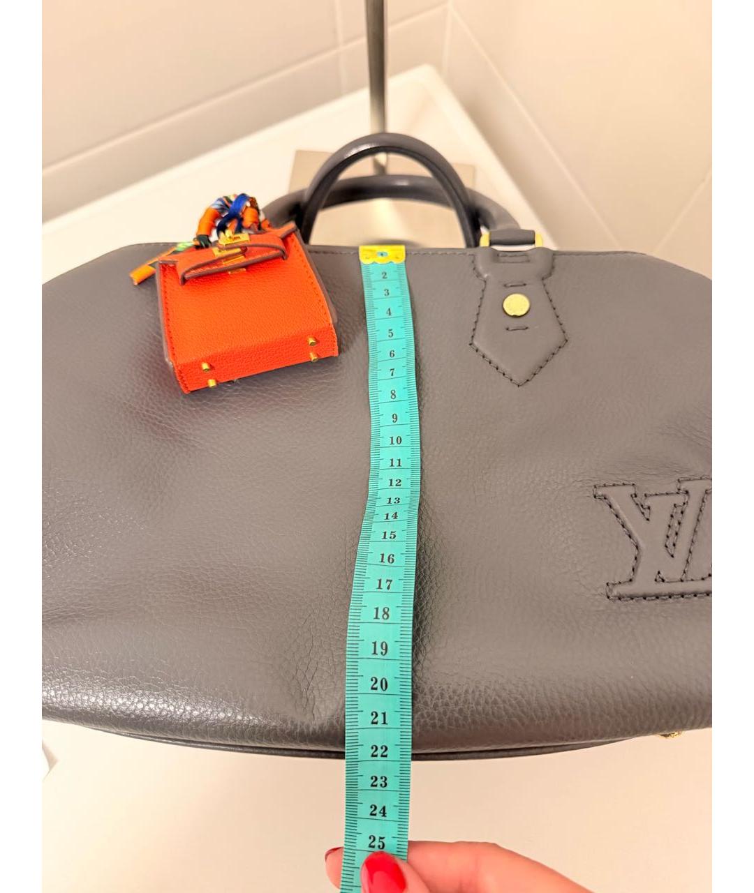 LOUIS VUITTON Антрацитовая кожаная сумка с короткими ручками, фото 8