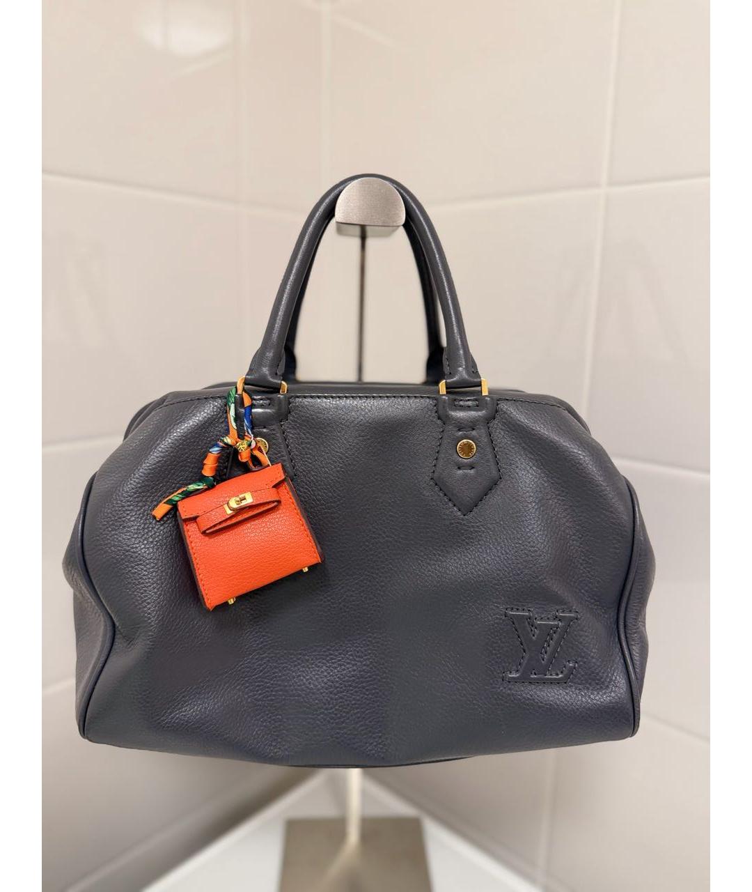 LOUIS VUITTON Антрацитовая кожаная сумка с короткими ручками, фото 2