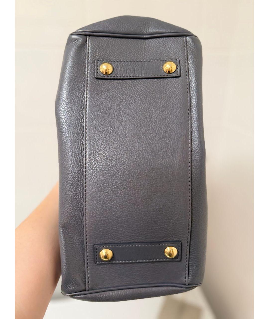 LOUIS VUITTON Антрацитовая кожаная сумка с короткими ручками, фото 4