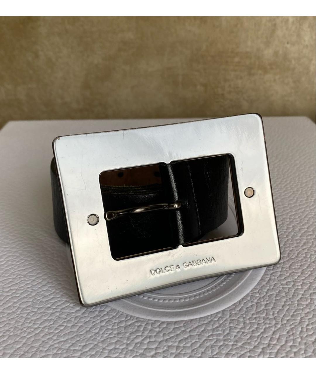 DOLCE&GABBANA Черный кожаный ремень, фото 2