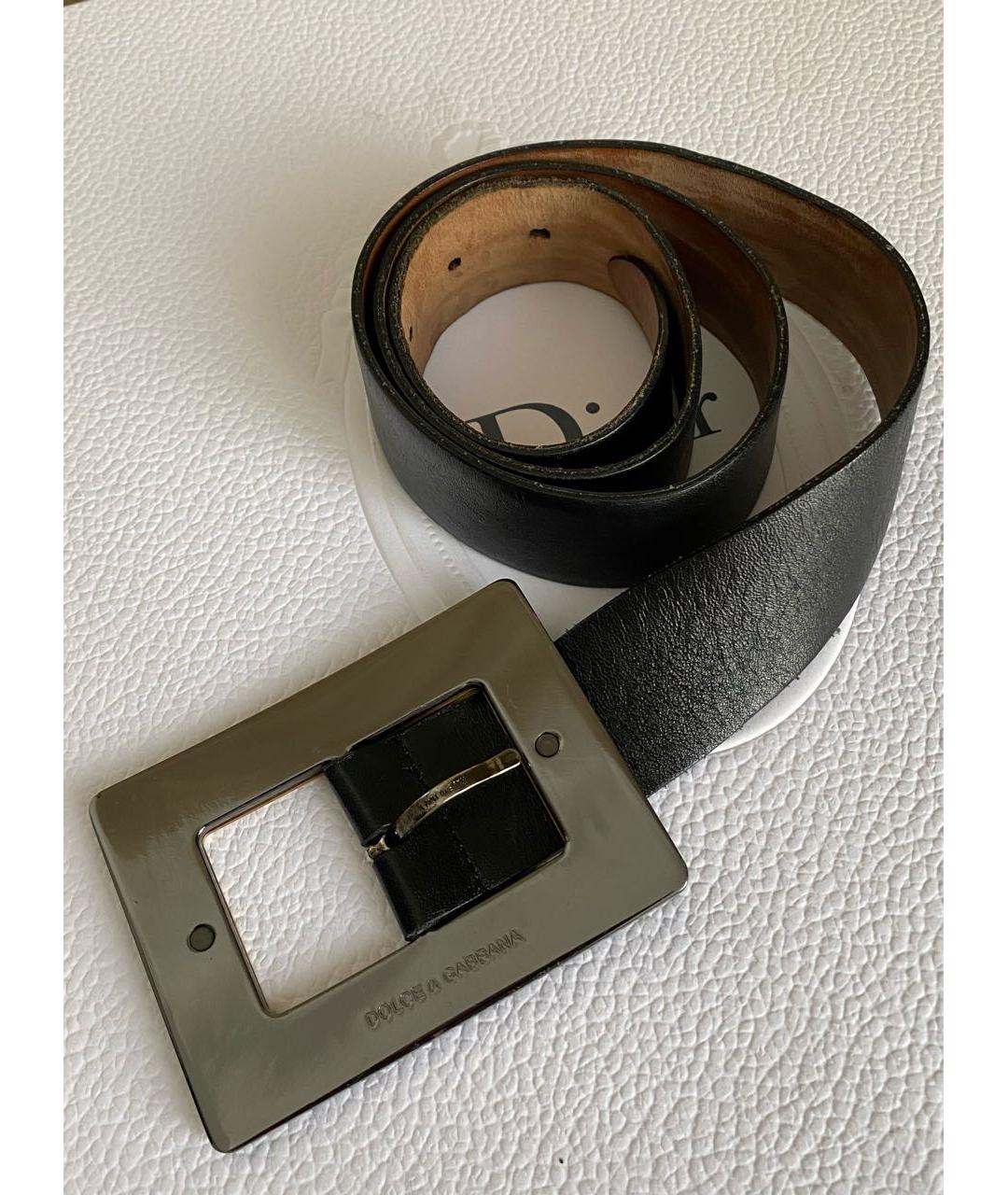 DOLCE&GABBANA Черный кожаный ремень, фото 8