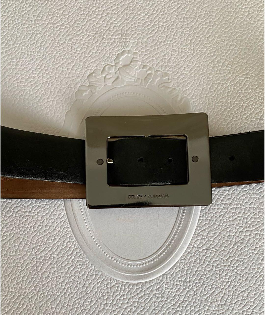 DOLCE&GABBANA Черный кожаный ремень, фото 4