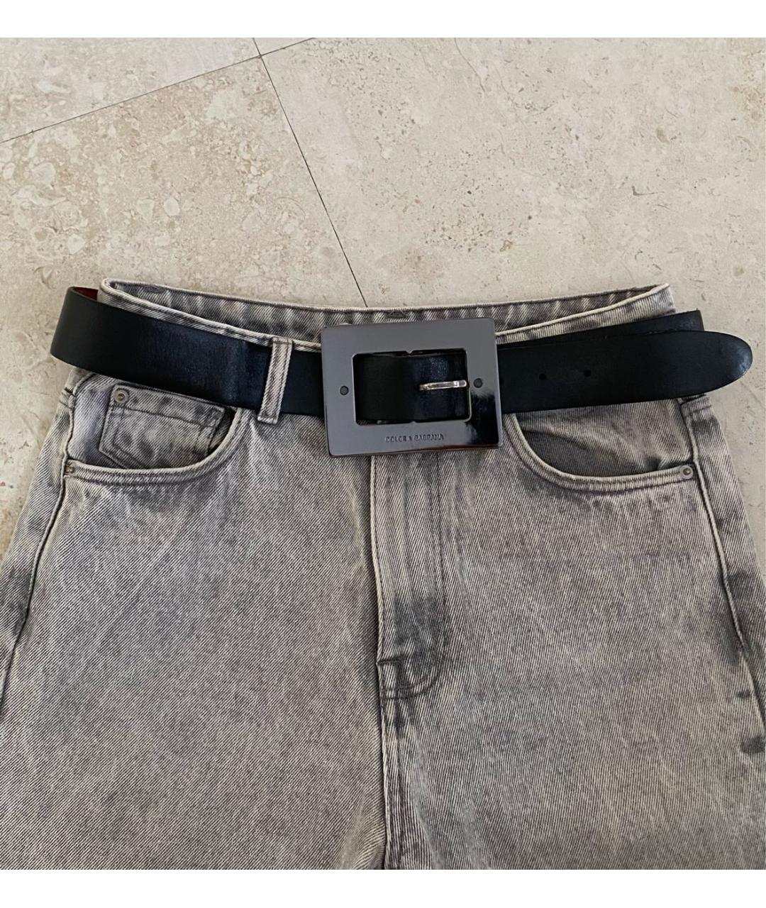 DOLCE&GABBANA Черный кожаный ремень, фото 3