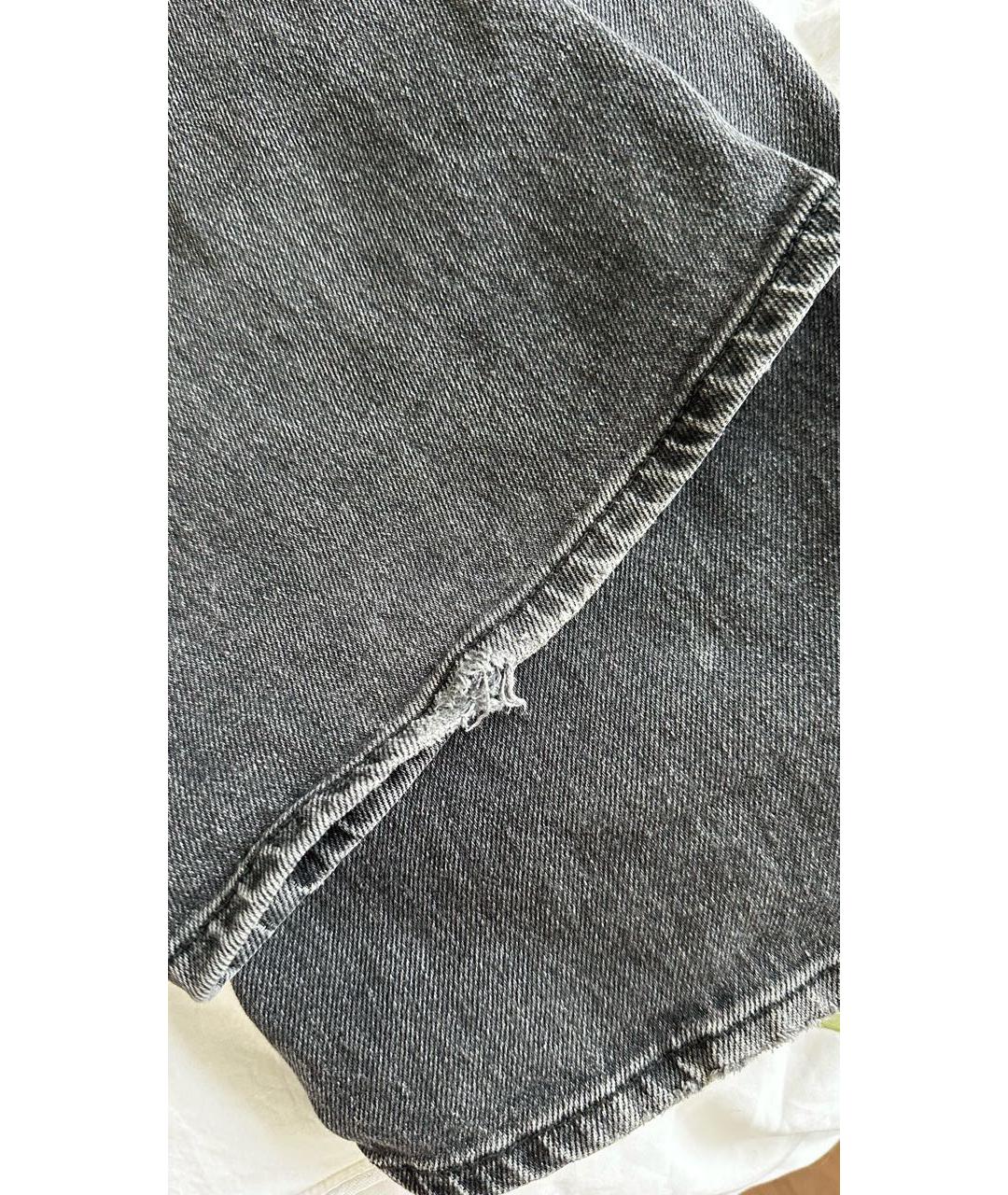 7 FOR ALL MANKIND Антрацитовые хлопковые прямые джинсы, фото 4