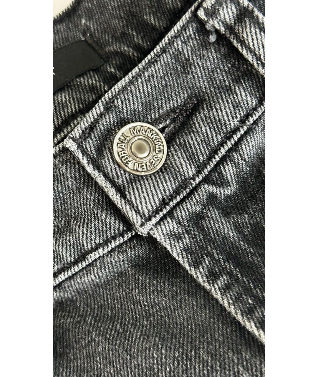 7 FOR ALL MANKIND Антрацитовые хлопковые прямые джинсы, фото 3