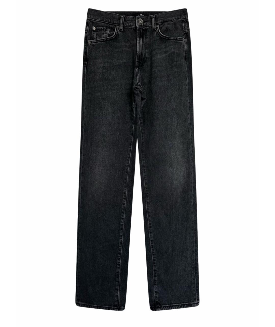 7 FOR ALL MANKIND Антрацитовые хлопковые прямые джинсы, фото 1