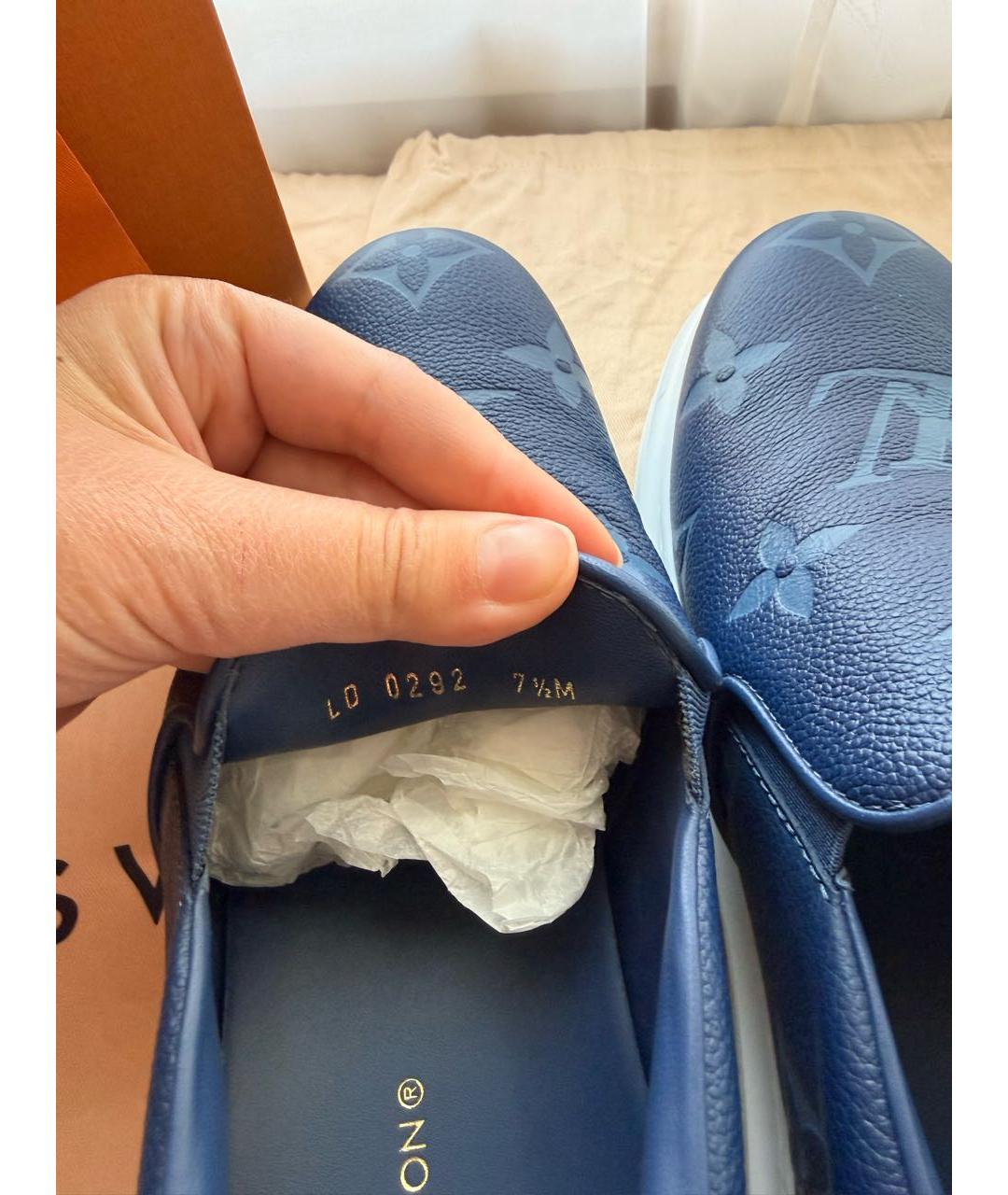 LOUIS VUITTON Синие кожаные лоферы, фото 5