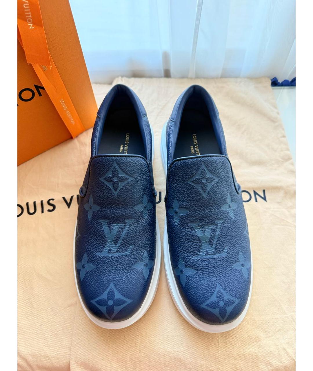 LOUIS VUITTON Синие кожаные лоферы, фото 2