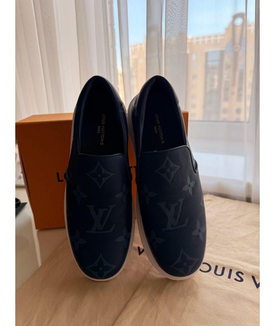 LOUIS VUITTON Синие кожаные лоферы, фото 7