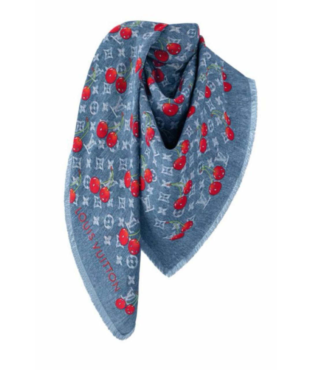 LOUIS VUITTON Голубой шерстяной платок, фото 1