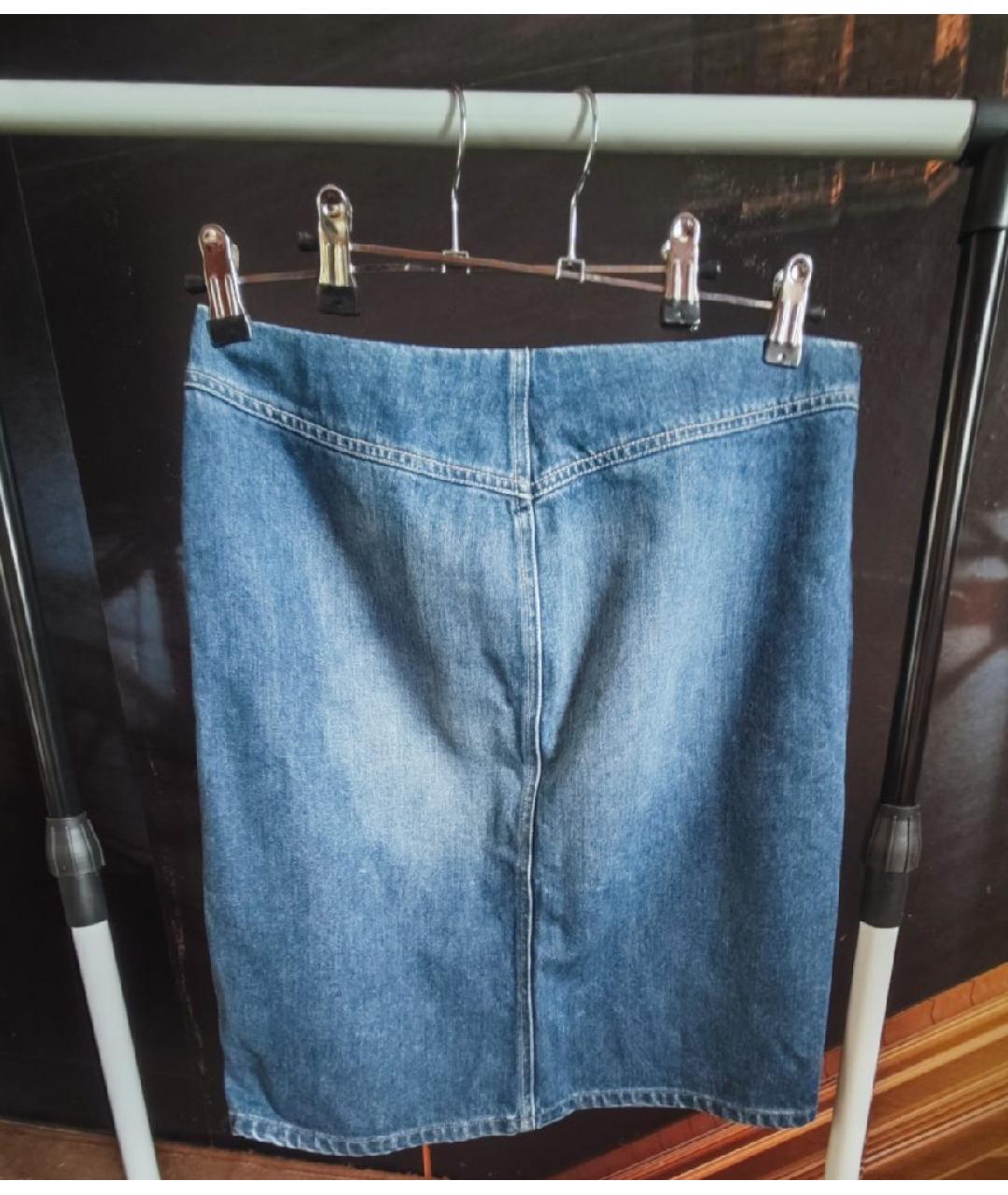 DIESEL Синяя хлопковая юбка миди, фото 2