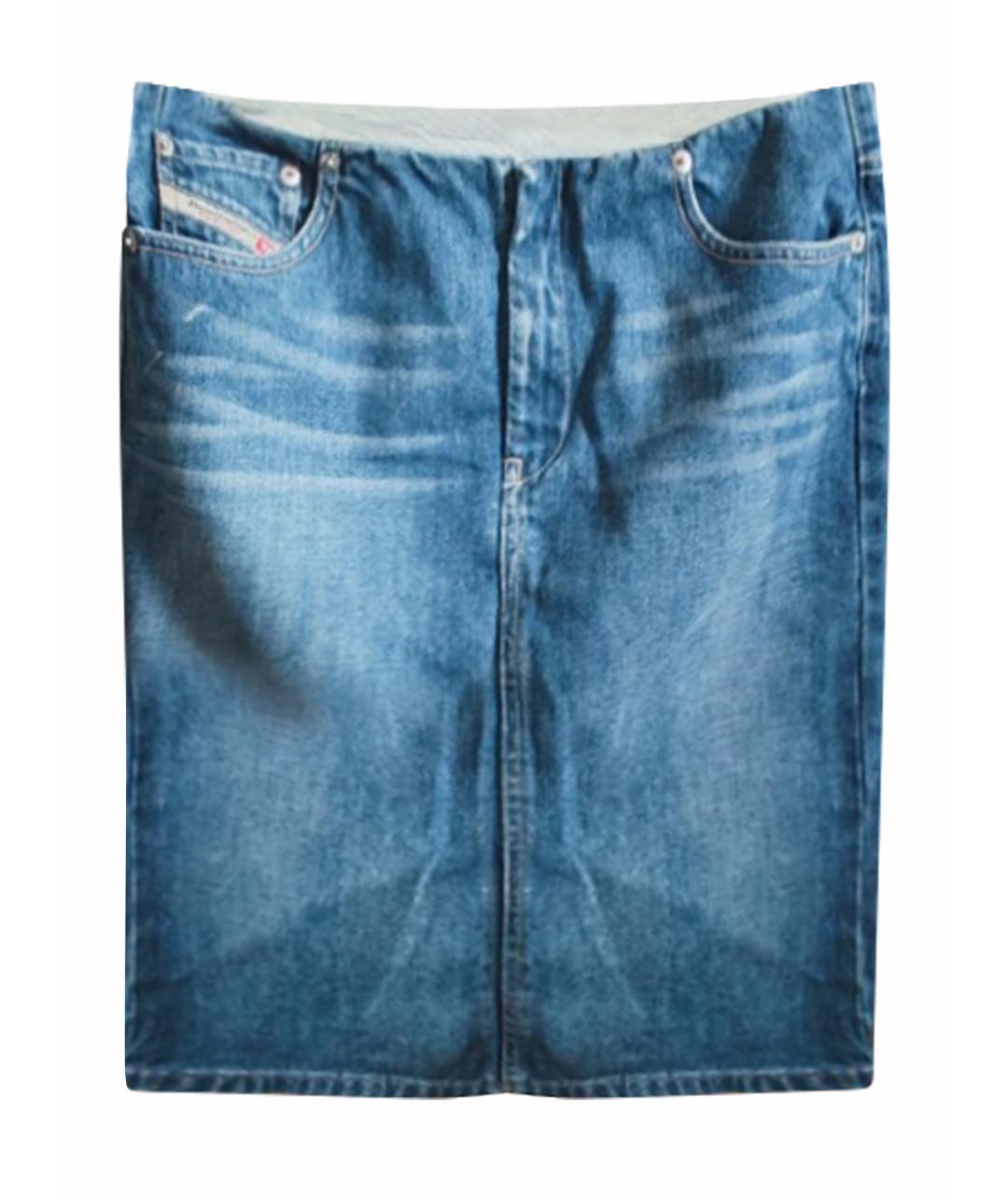 DIESEL Синяя хлопковая юбка миди, фото 1