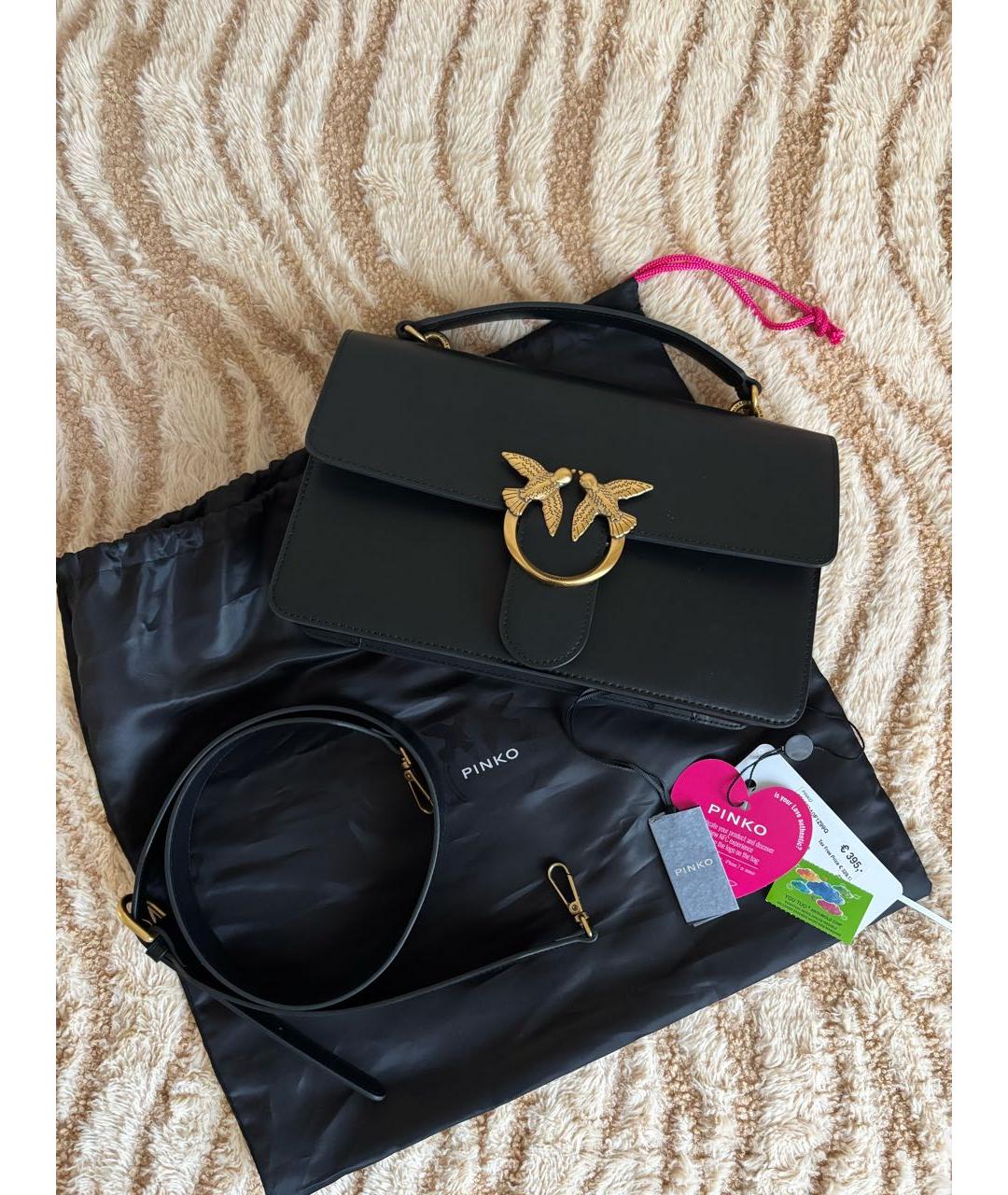 PINKO Черная кожаная сумка через плечо, фото 2