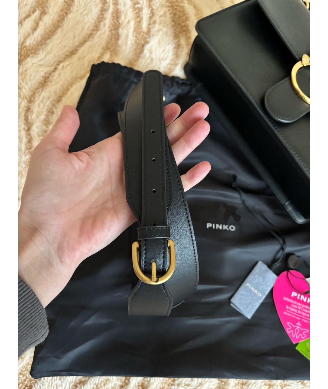 PINKO Черная кожаная сумка через плечо, фото 7