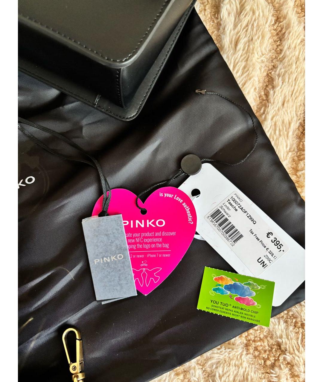PINKO Черная кожаная сумка через плечо, фото 5