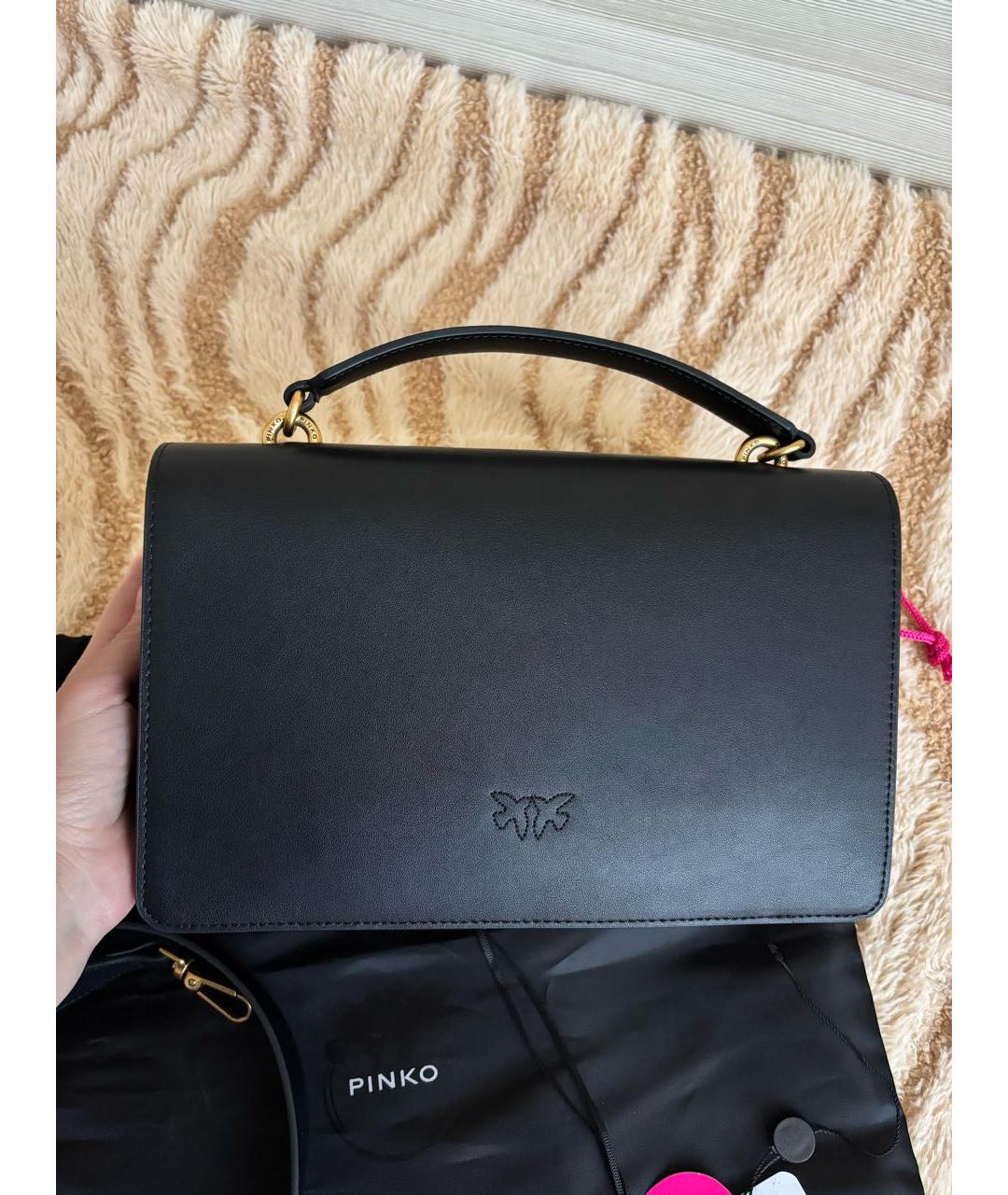 PINKO Черная кожаная сумка через плечо, фото 4