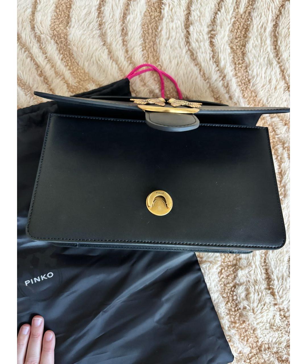 PINKO Черная кожаная сумка через плечо, фото 8