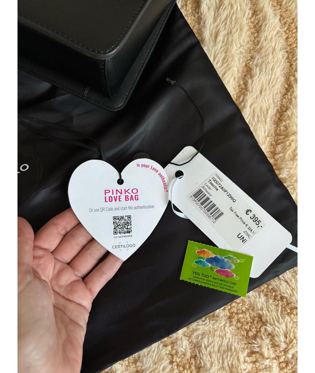 PINKO Черная кожаная сумка через плечо, фото 6