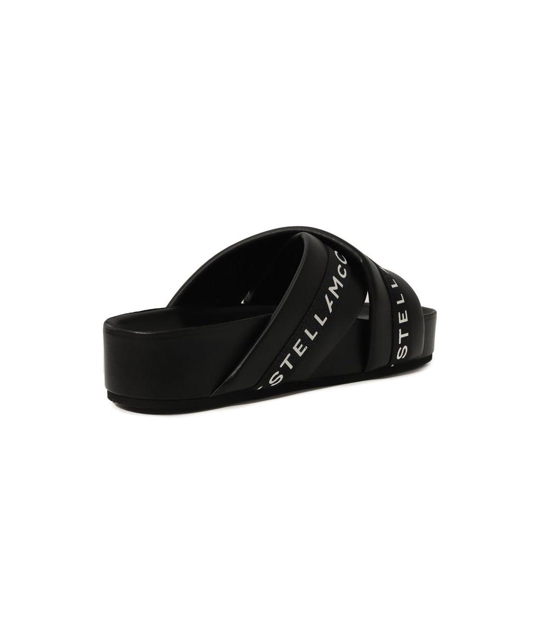 STELLA MCCARTNEY Черные кожаные шлепанцы, фото 3