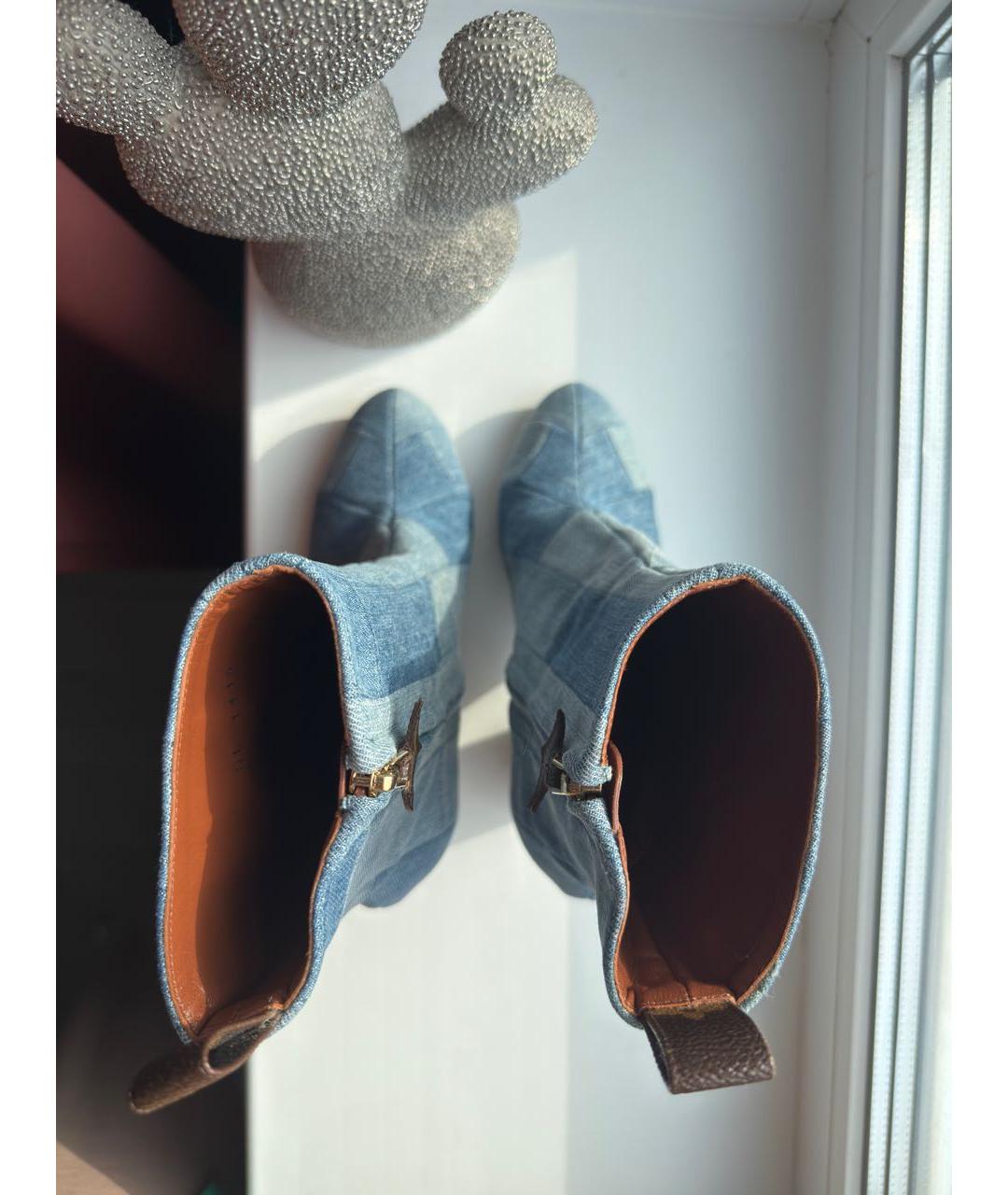 LOUIS VUITTON Голубые текстильные ботильоны, фото 3