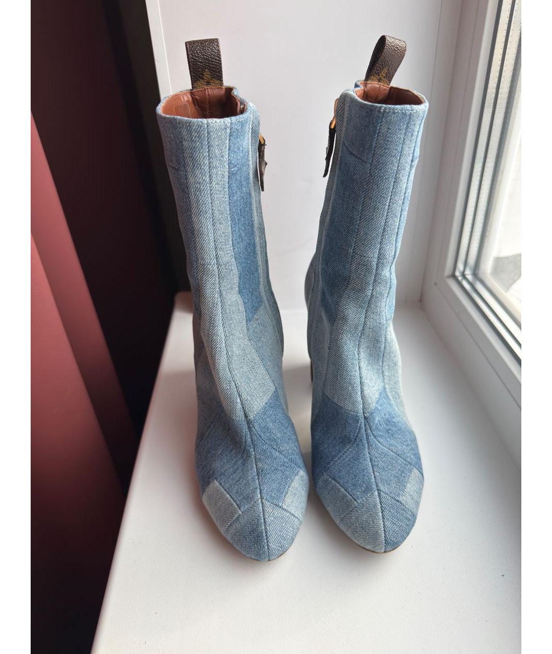 LOUIS VUITTON Голубые текстильные ботильоны, фото 2