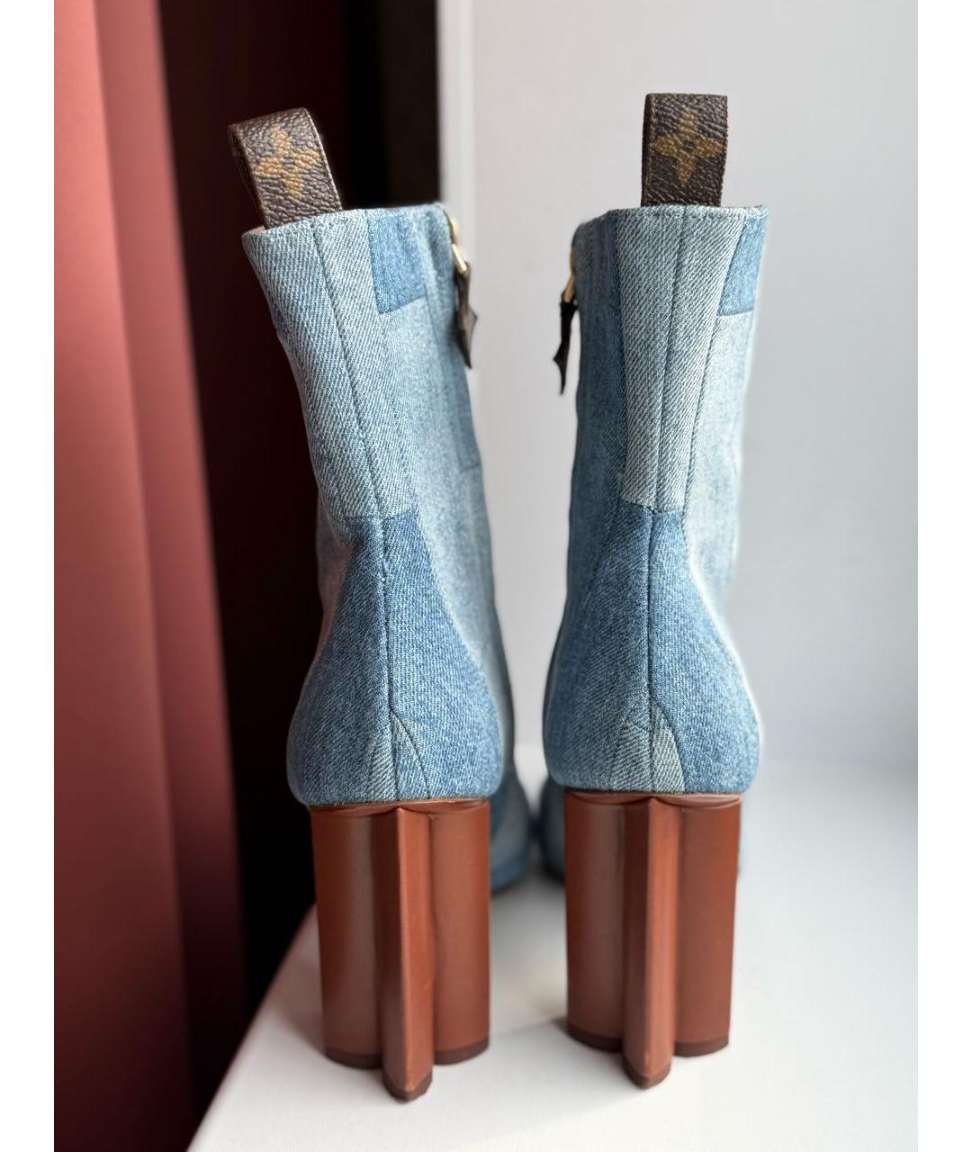 LOUIS VUITTON Голубые текстильные ботильоны, фото 4
