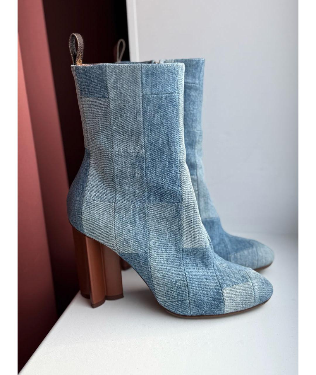 LOUIS VUITTON Голубые текстильные ботильоны, фото 5
