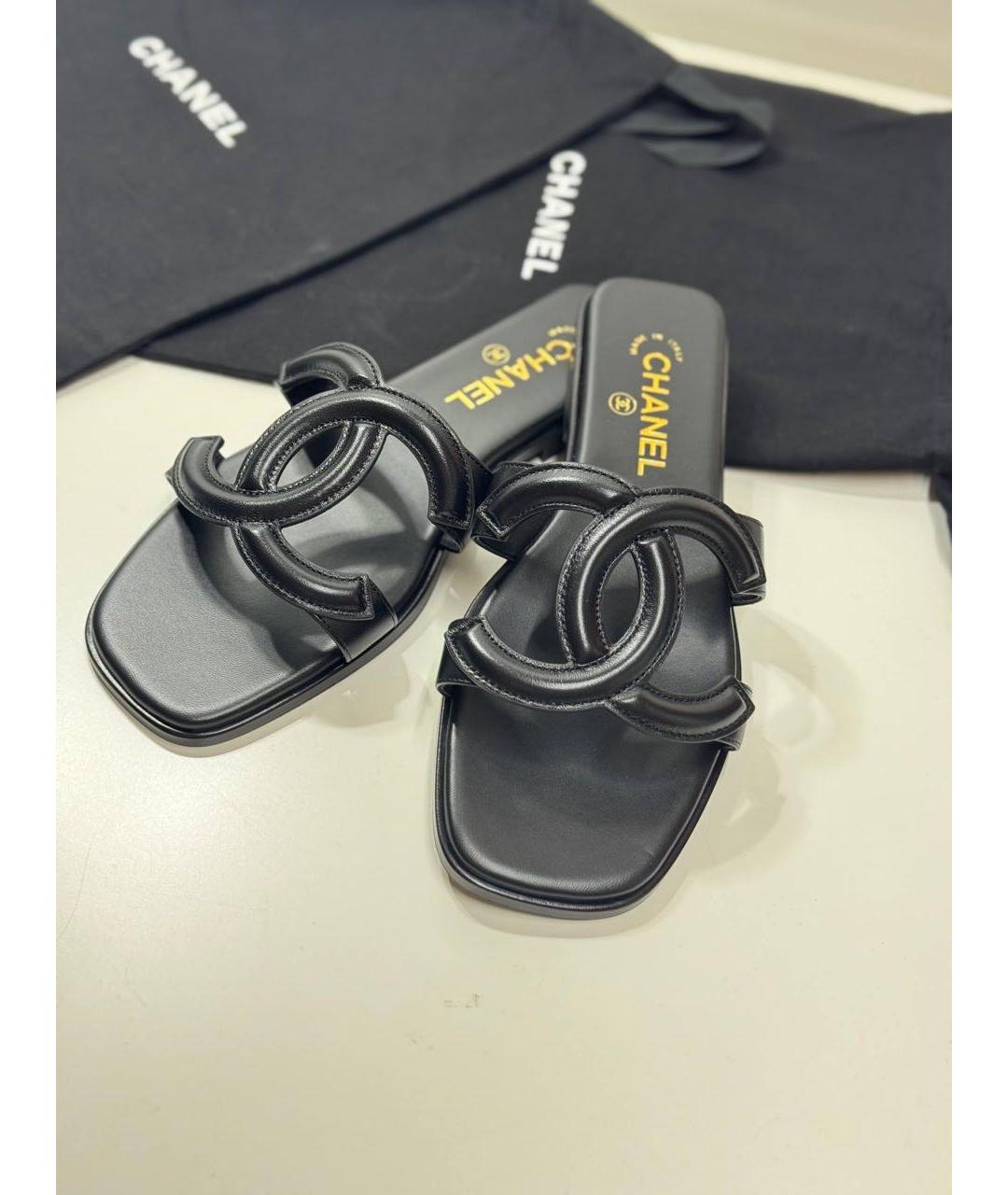 CHANEL Черные кожаные сандалии, фото 8