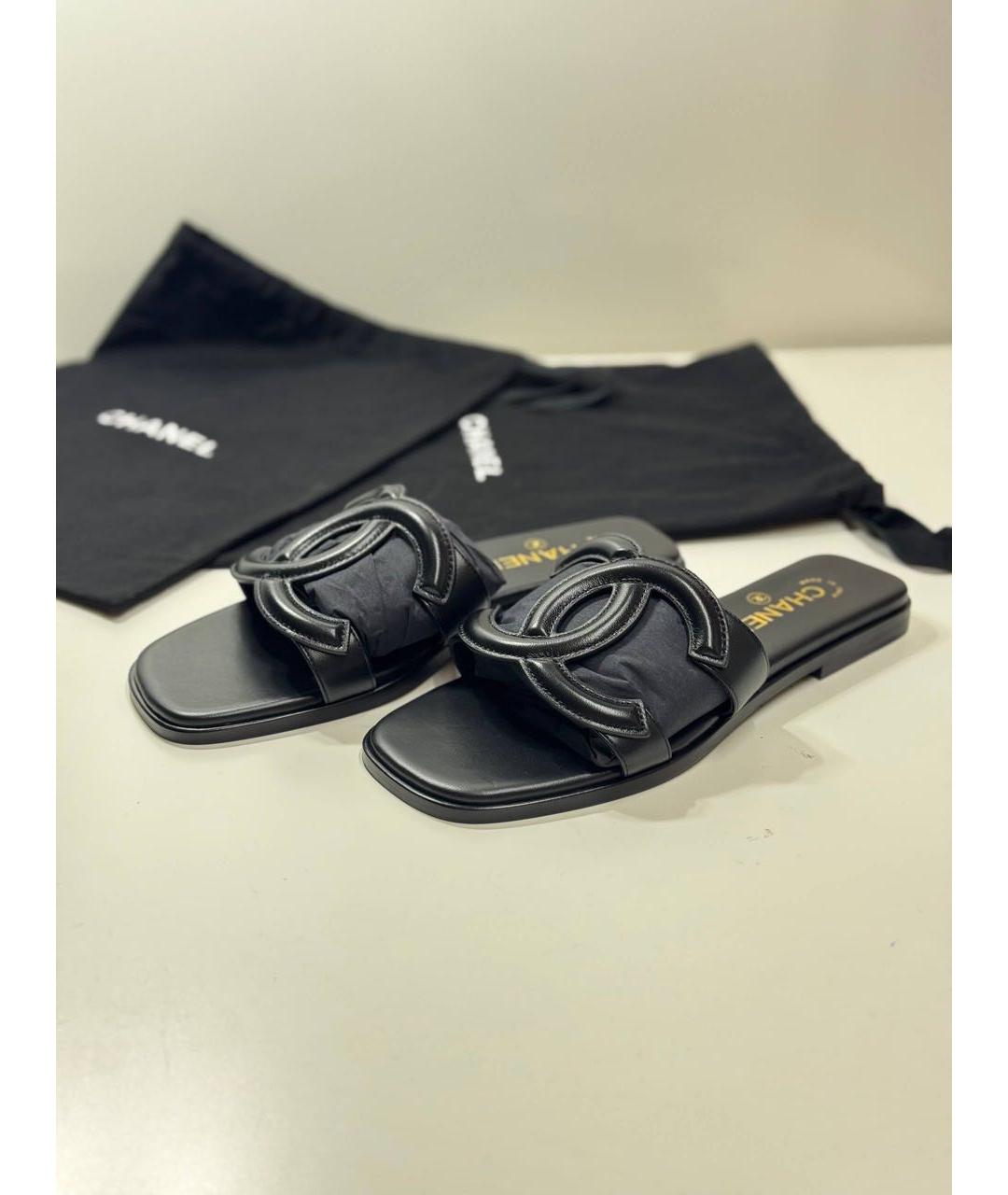 CHANEL Черные кожаные сандалии, фото 6