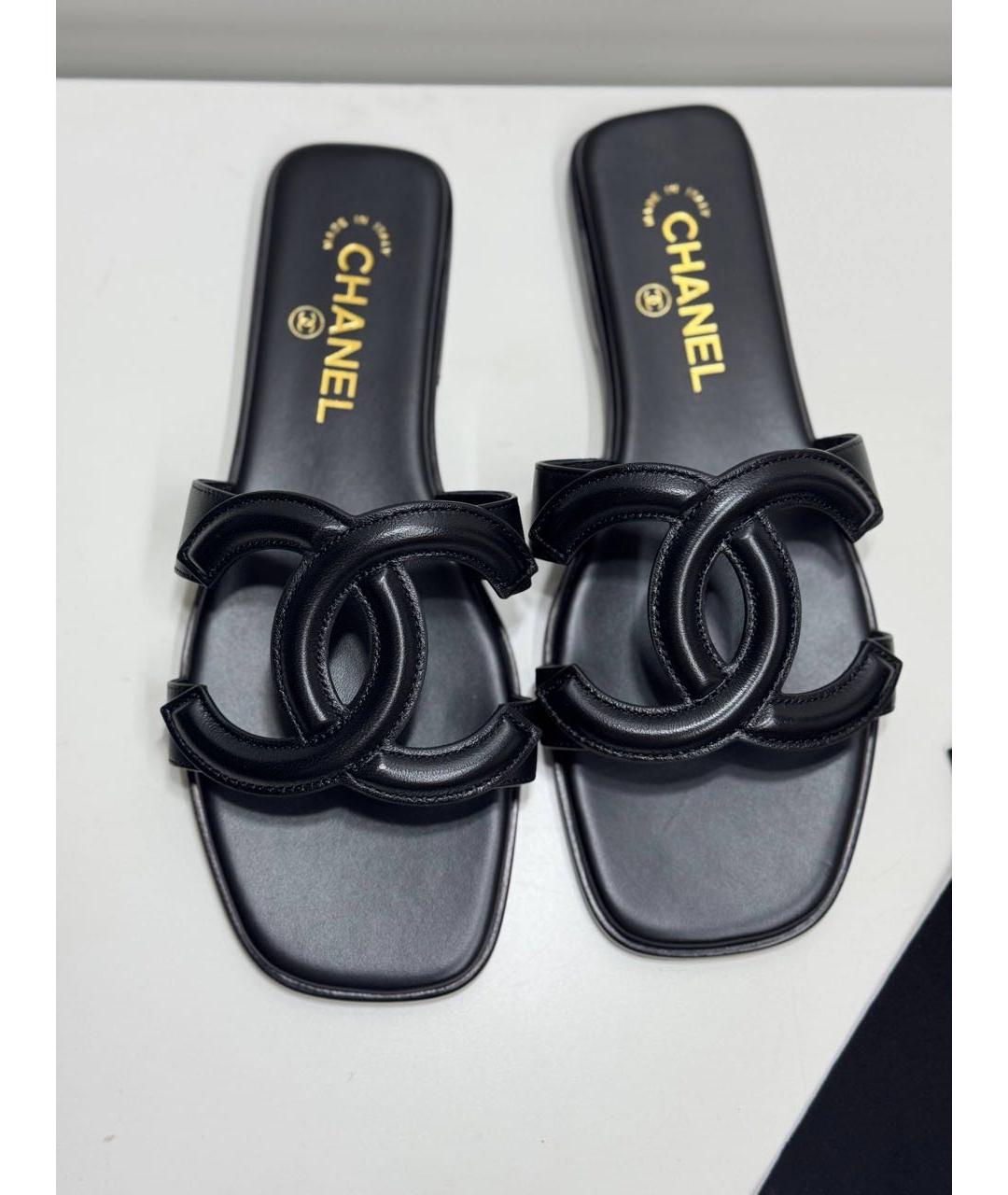 CHANEL Черные кожаные сандалии, фото 3