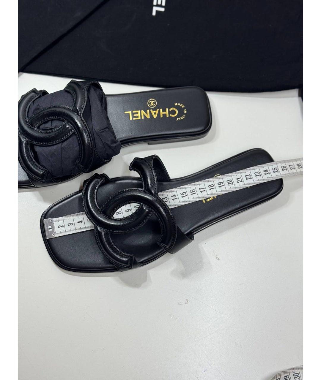 CHANEL Черные кожаные сандалии, фото 9