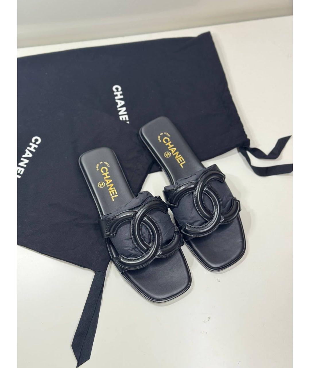 CHANEL Черные кожаные сандалии, фото 7