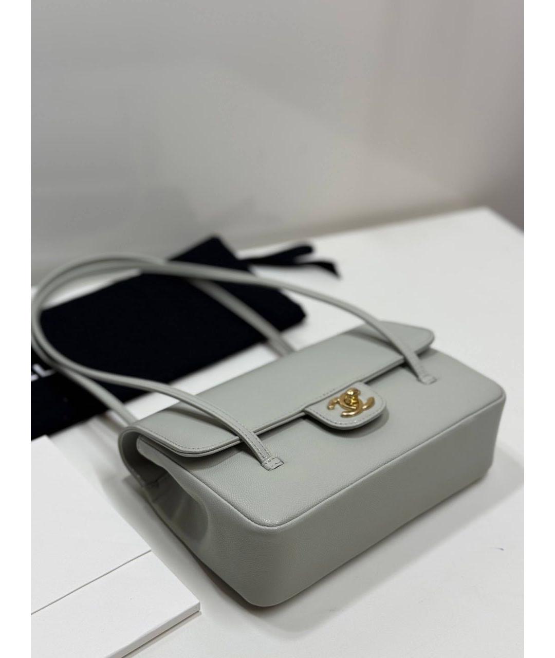 CHANEL Серая кожаная сумка через плечо, фото 6