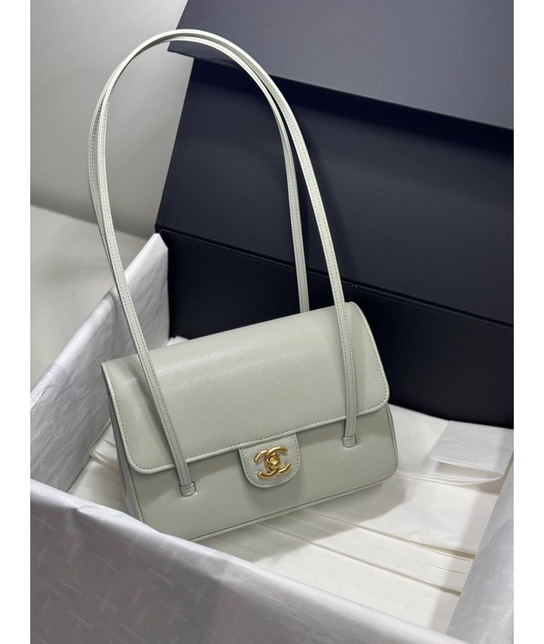 CHANEL Серая кожаная сумка через плечо, фото 3