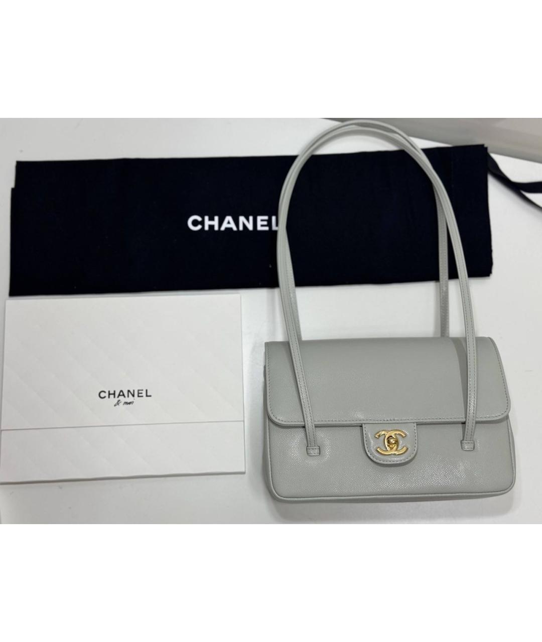 CHANEL Серая кожаная сумка через плечо, фото 8