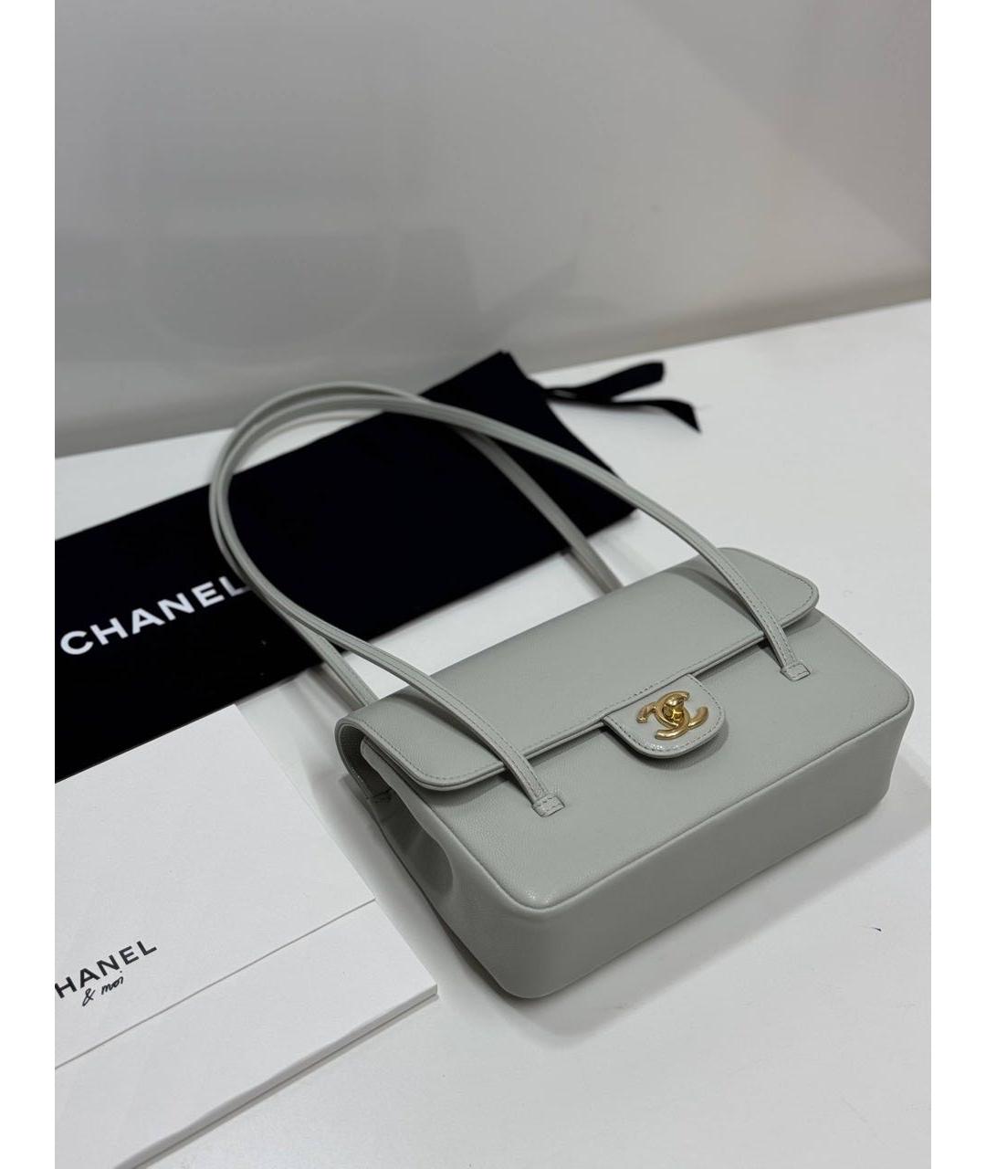 CHANEL Серая кожаная сумка через плечо, фото 7